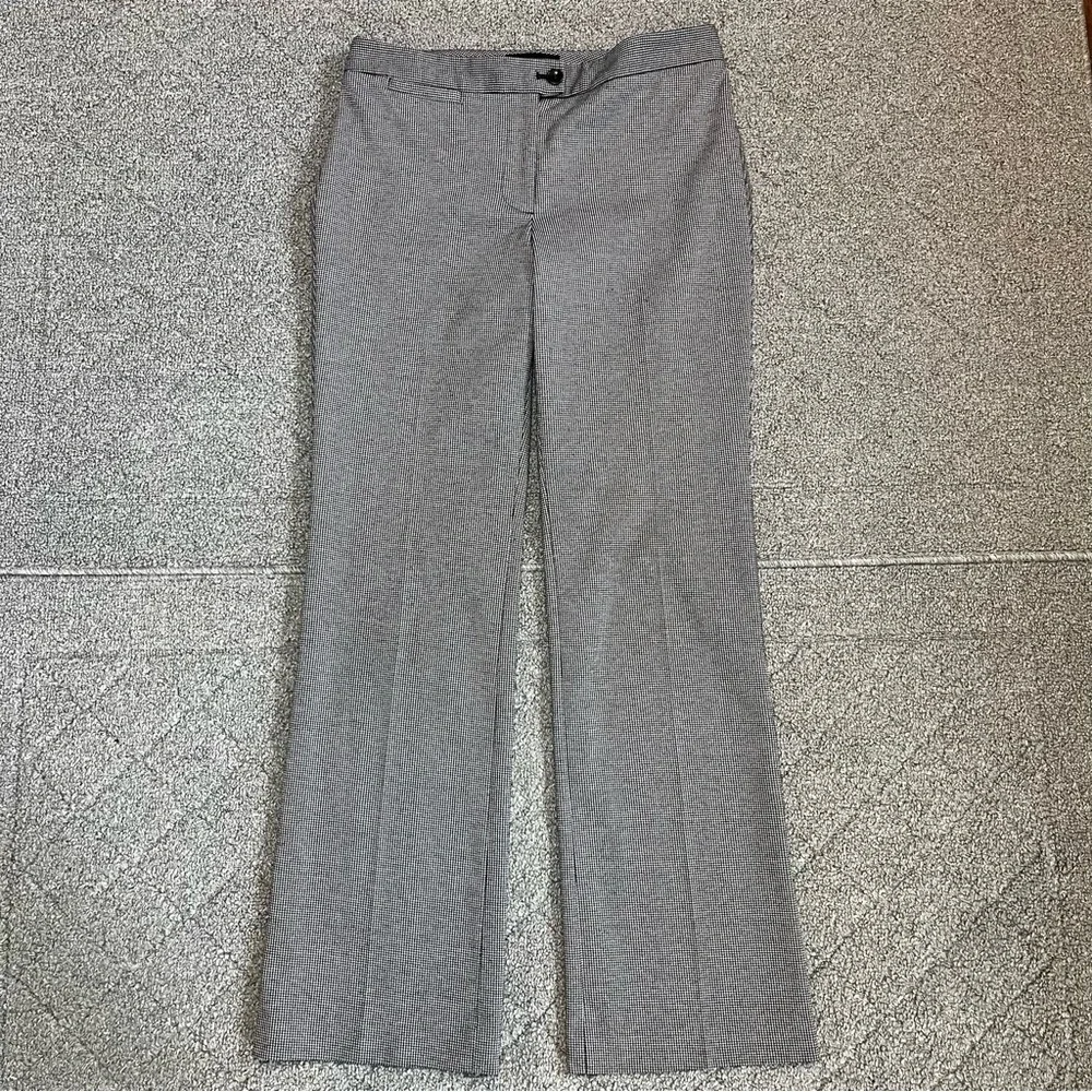 Talbots Houndstooth Plaid Pleated Wide Leg Pants Womens Size 6 Gray Stretch